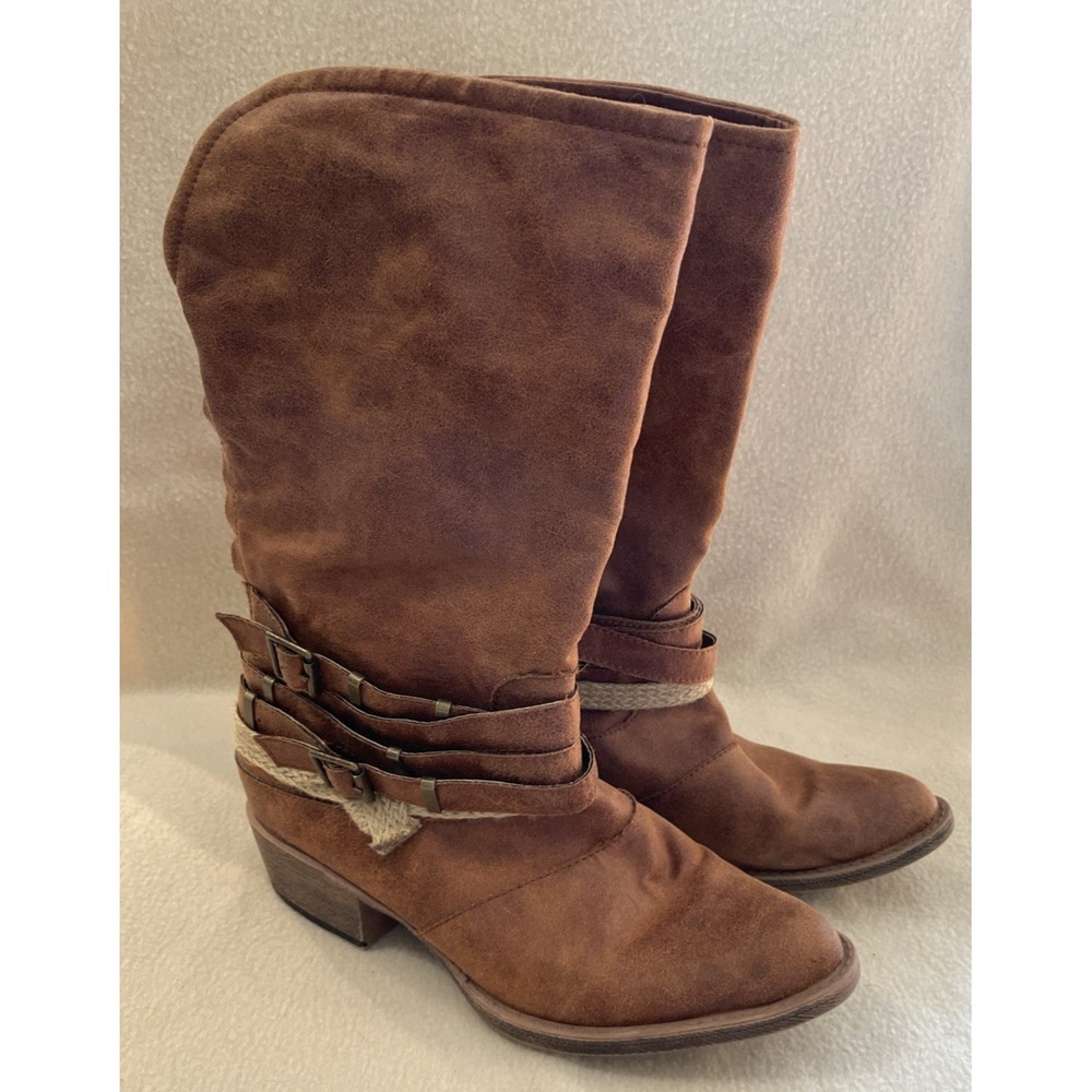 Coconut Skyler Western Festival Concert Boots Women Size 8.5 w/ belts & straps